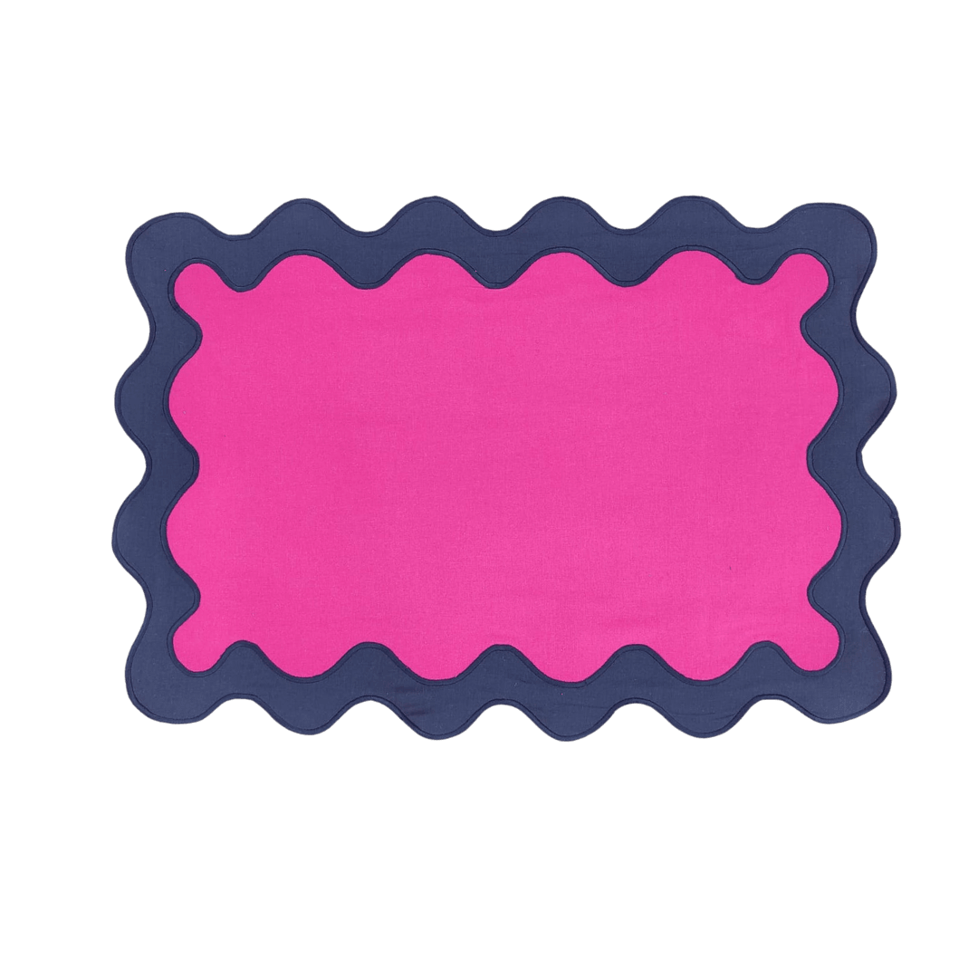 Blue and Pink Scallop 100% Linen Placemat