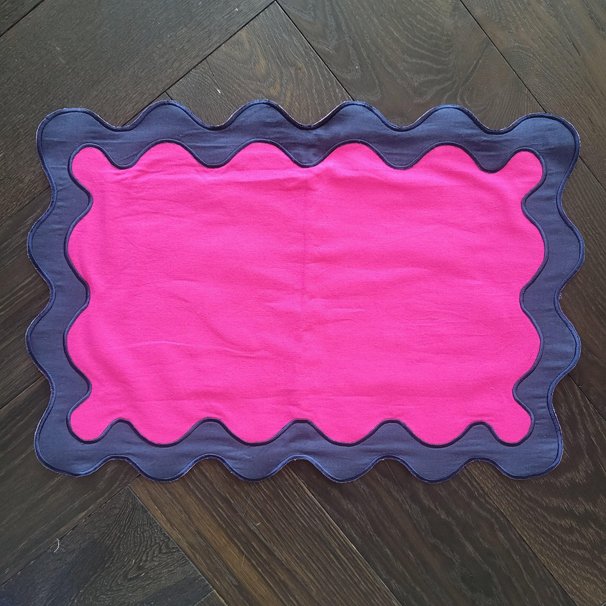 Blue and Pink Scallop 100% Linen Placemat