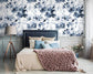 Blue and White Watercolor Abstract Floral Wallpaper 