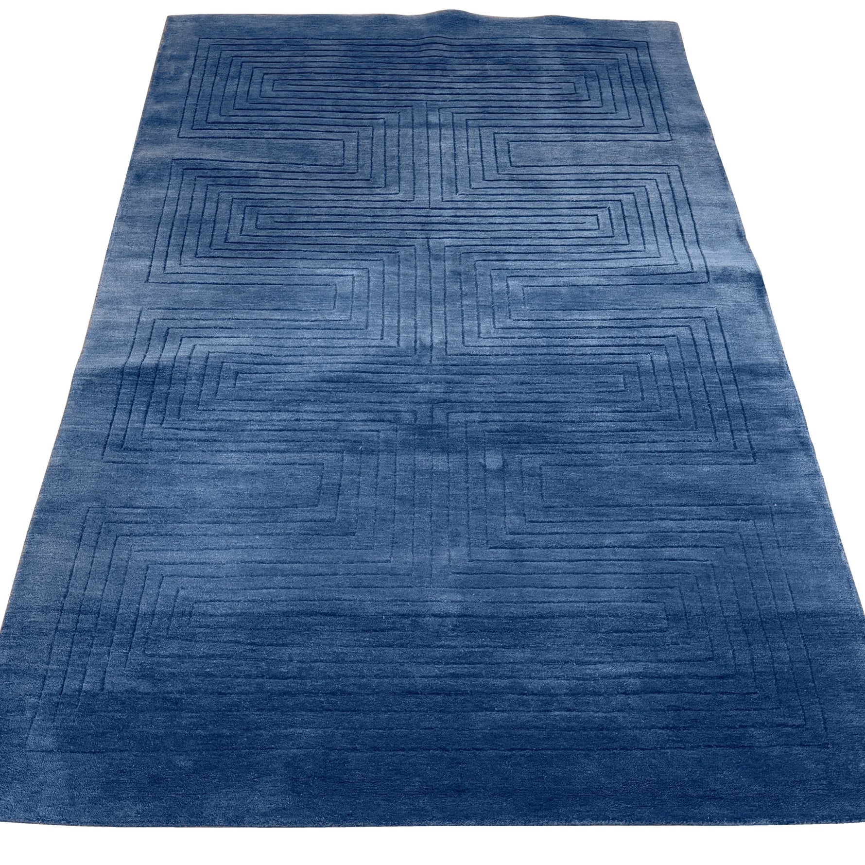 Blue Arctic Geo Modern Hand Tufted Wool Rug