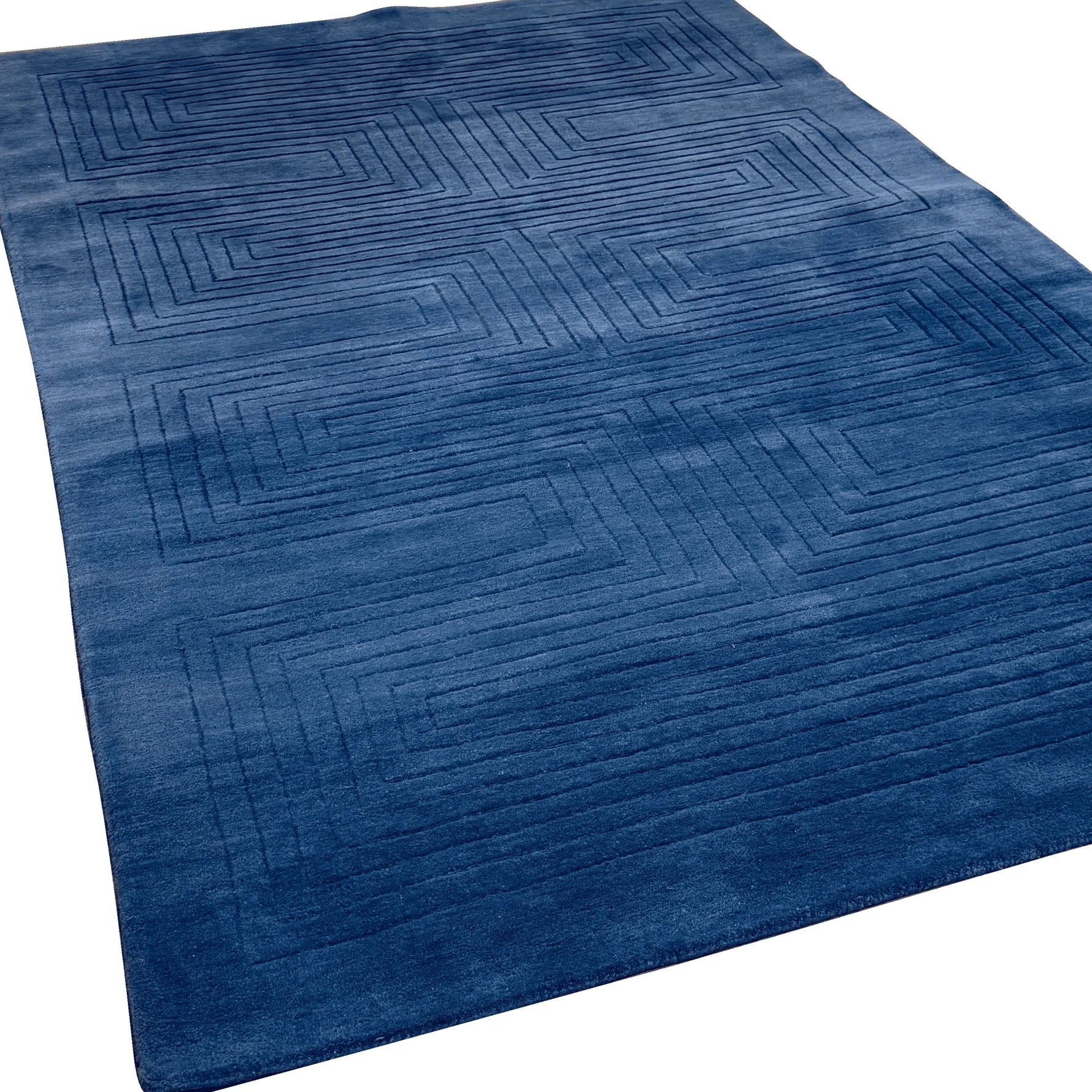 Blue Arctic Geo Modern Hand Tufted Wool Rug