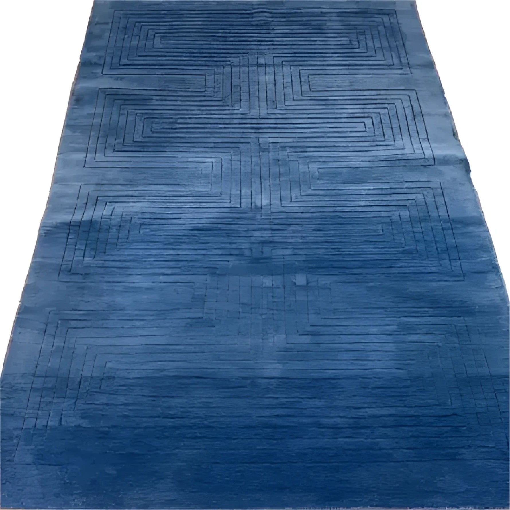Explore the Blue Arctic Geo Modern Hand Tufted Wool Rug, an elegant 8 x 10 ft area rug perfect for enhancing your living room or dining room. This plush wool rug features a sophisticated geometric pattern, offering both comfort and style as a centerpiece for your space.