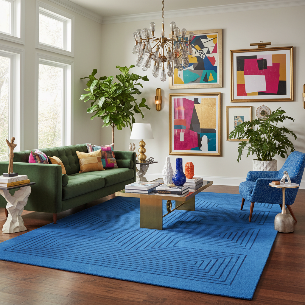 Blue Arctic Geo Modern Hand Tufted Wool Rug