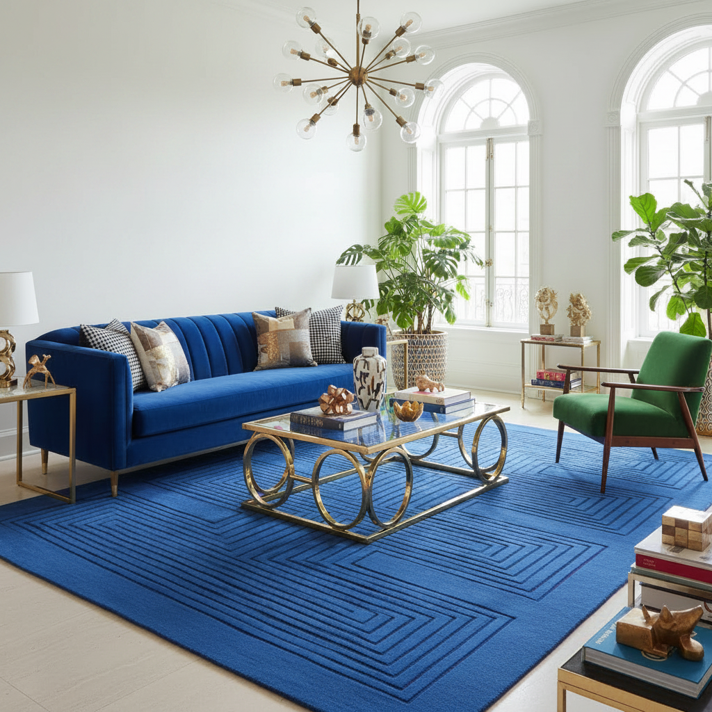 Blue Arctic Geo Modern Hand Tufted Wool Rug