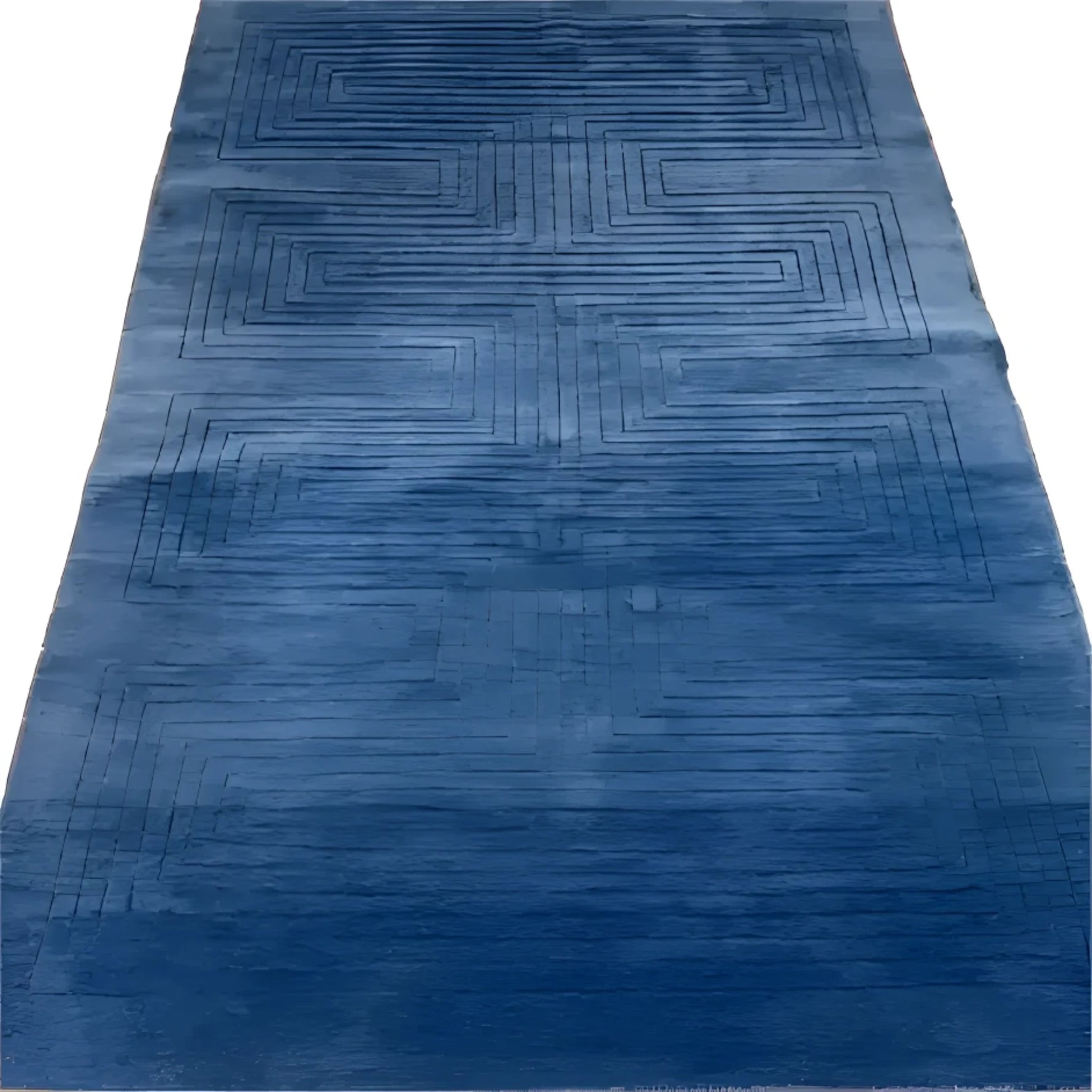 Blue Arctic Geo Modern Hand Tufted Wool Rug Runner 16 ft - MAIA HOMES