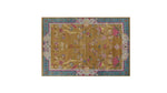 Blue Bordered Spring Floral in the Golden Sky Wool Hand Knotted Area Rug - MAIA HOMES