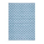 Blue Checkered Jute Rug with Fringe