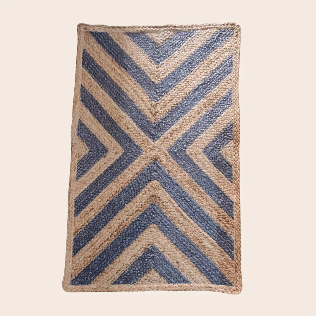 Blue Chevron Jute Rug