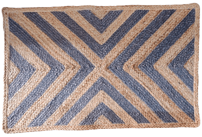 Blue Chevron Jute Rug