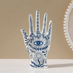 Blue Floral Evil Eye Porcelain Jewelry Holder Stand Style 1