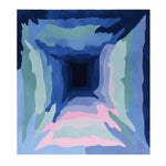 The Blue Haze Tunnel Hand Tufted Rug is a stunning area rug featuring an abstract design with shades of blue, green, and pink forming a tunnel-like illusion. Perfect for large living rooms, this contemporary rug measures 8x10 and is crafted from high-quality wool, adding a touch of modern elegance to your space.