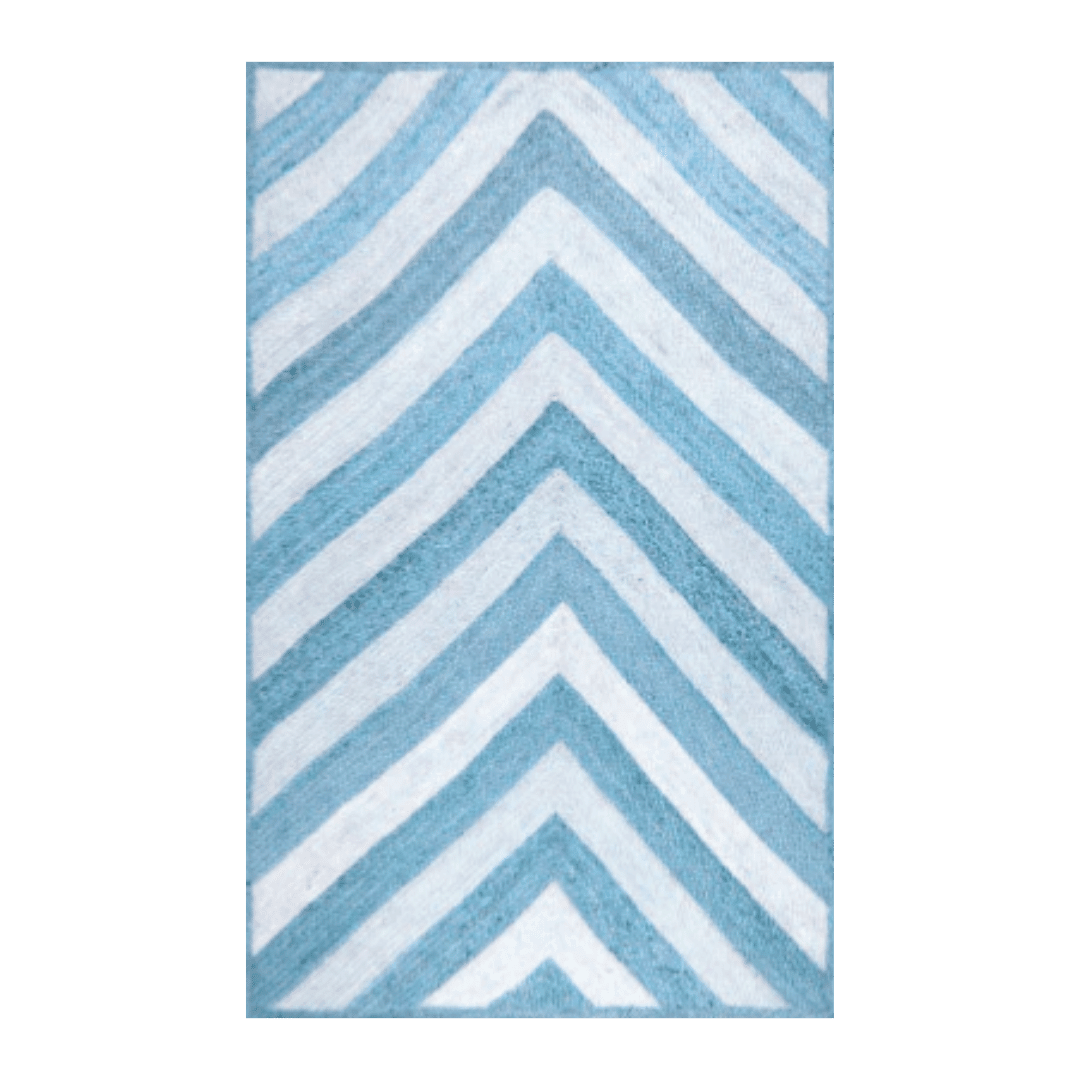 Blue Herringbone Jute Rug