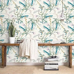 Blue Hue Delicate Floral Botanical Watercolor Wallpaper