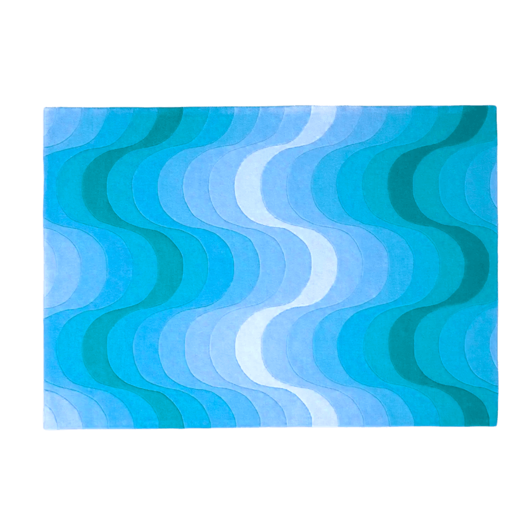 Blue Ombre Wavy Curve Hand Tufted Wool Rug - MAIA HOMES