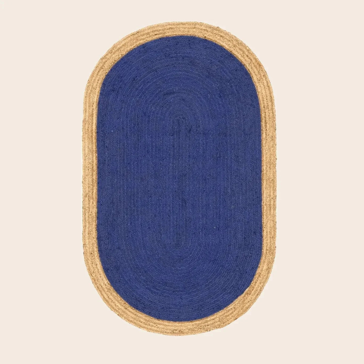 Blue Oval Jute Rug