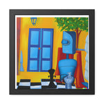 Blue Robot II Playing Chess Poster Wall Art 16″ x 16″ (Square) Semi Glossy