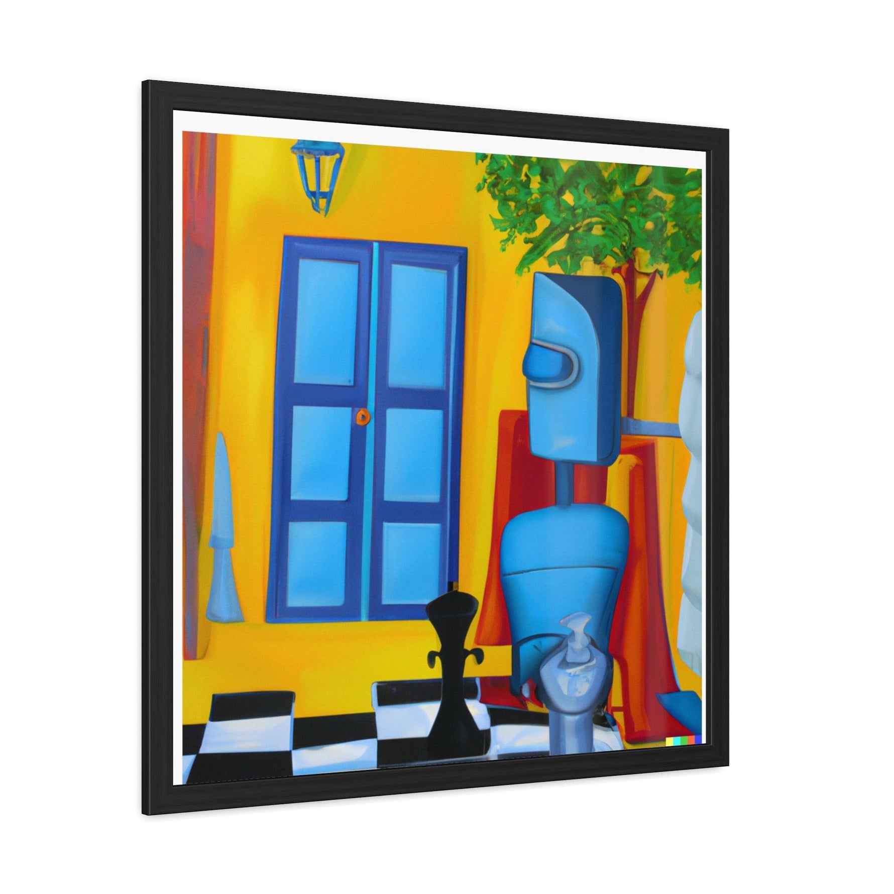 Blue Robot II Playing Chess Poster Wall Art