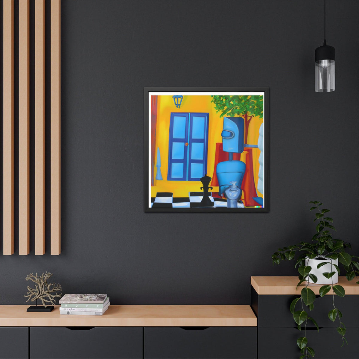 Blue Robot II Playing Chess Poster Wall Art