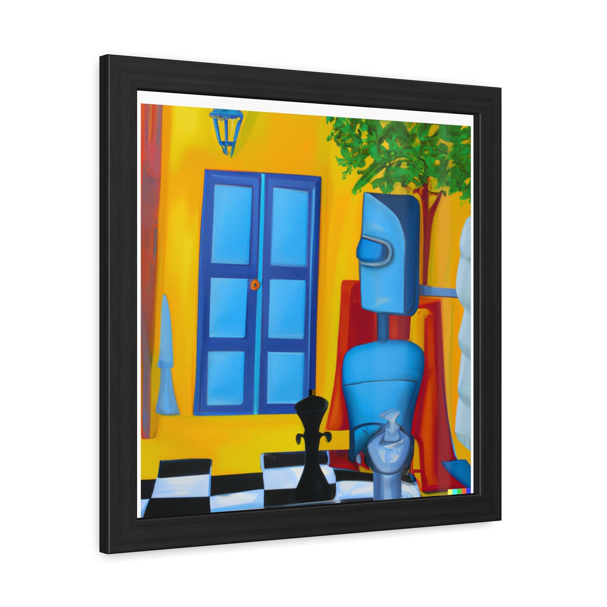 Blue Robot II Playing Chess Poster Wall Art