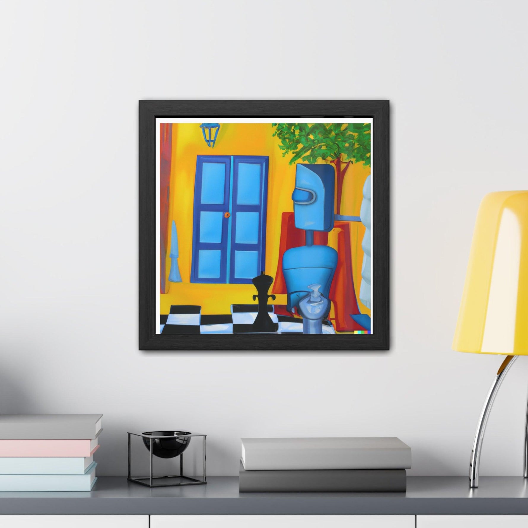 Blue Robot II Playing Chess Poster Wall Art