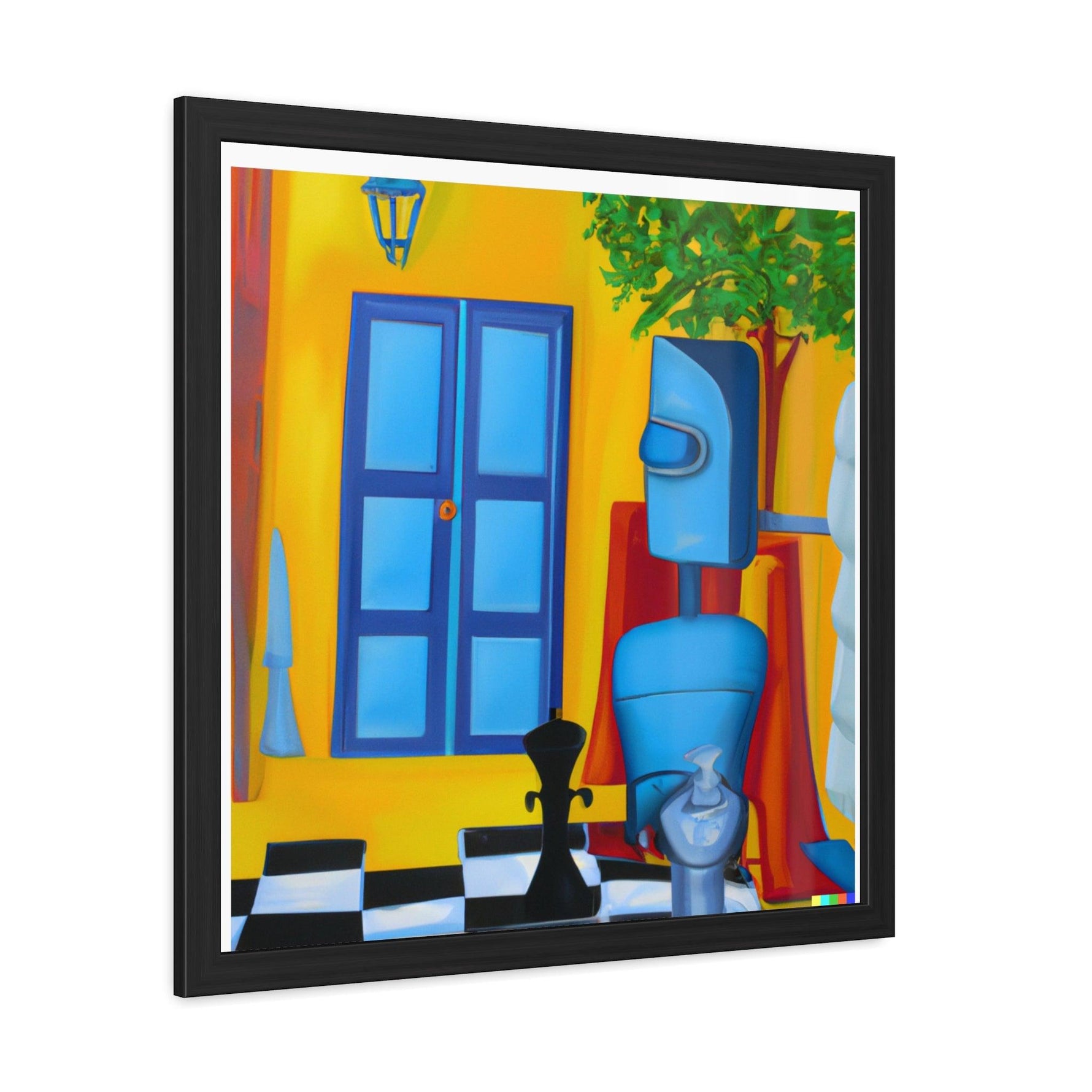 Blue Robot II Playing Chess Poster Wall Art