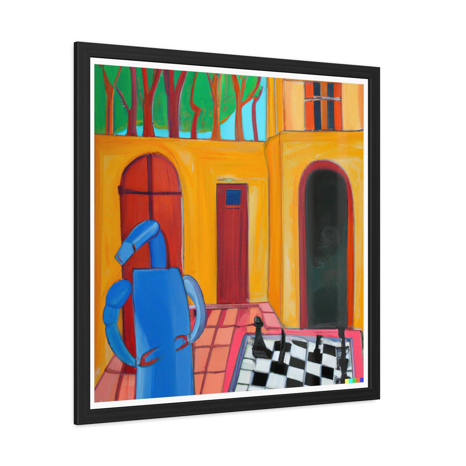 Blue Robot Playing Chess Poster Wall Art