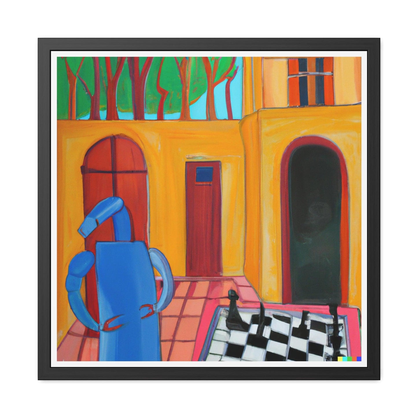 Blue Robot Playing Chess Poster Wall Art - MAIA HOMES