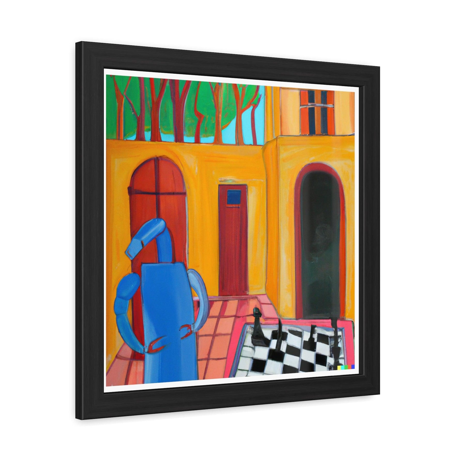 Blue Robot Playing Chess Poster Wall Art