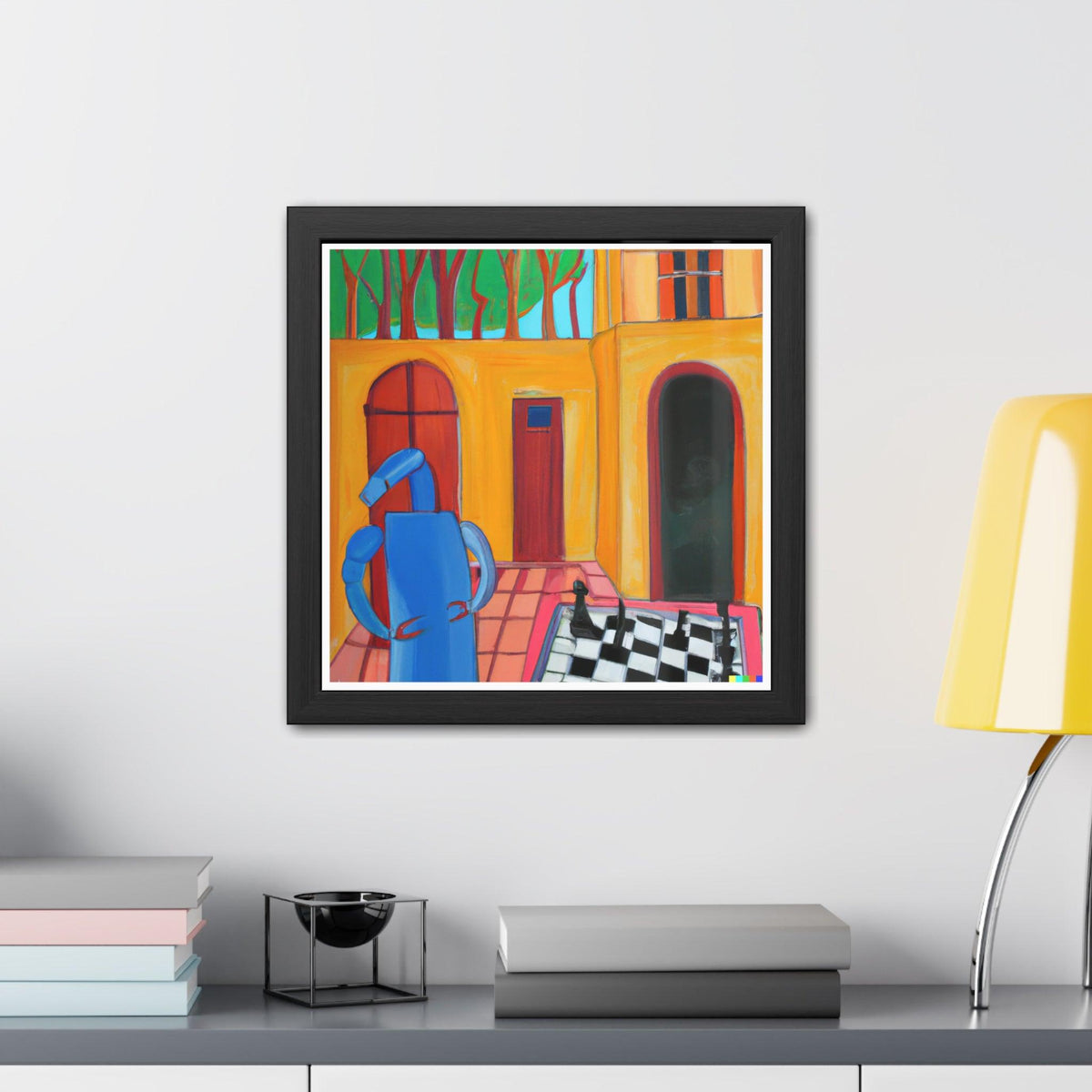 Blue Robot Playing Chess Poster Wall Art