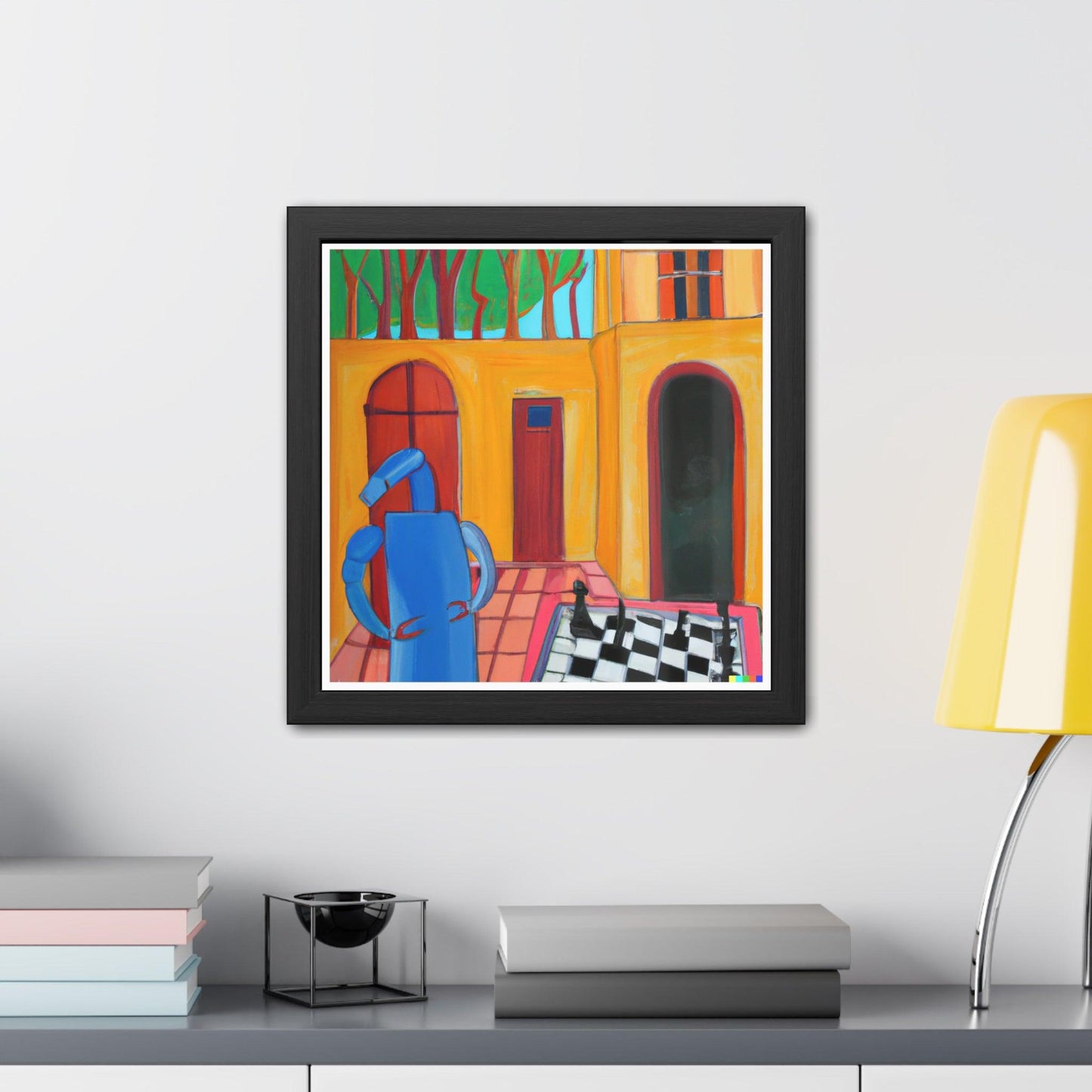 Blue Robot Playing Chess Poster Wall Art - MAIA HOMES