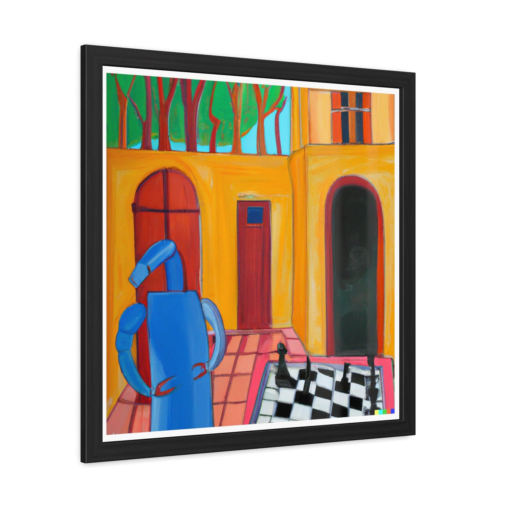 Blue Robot Playing Chess Poster Wall Art