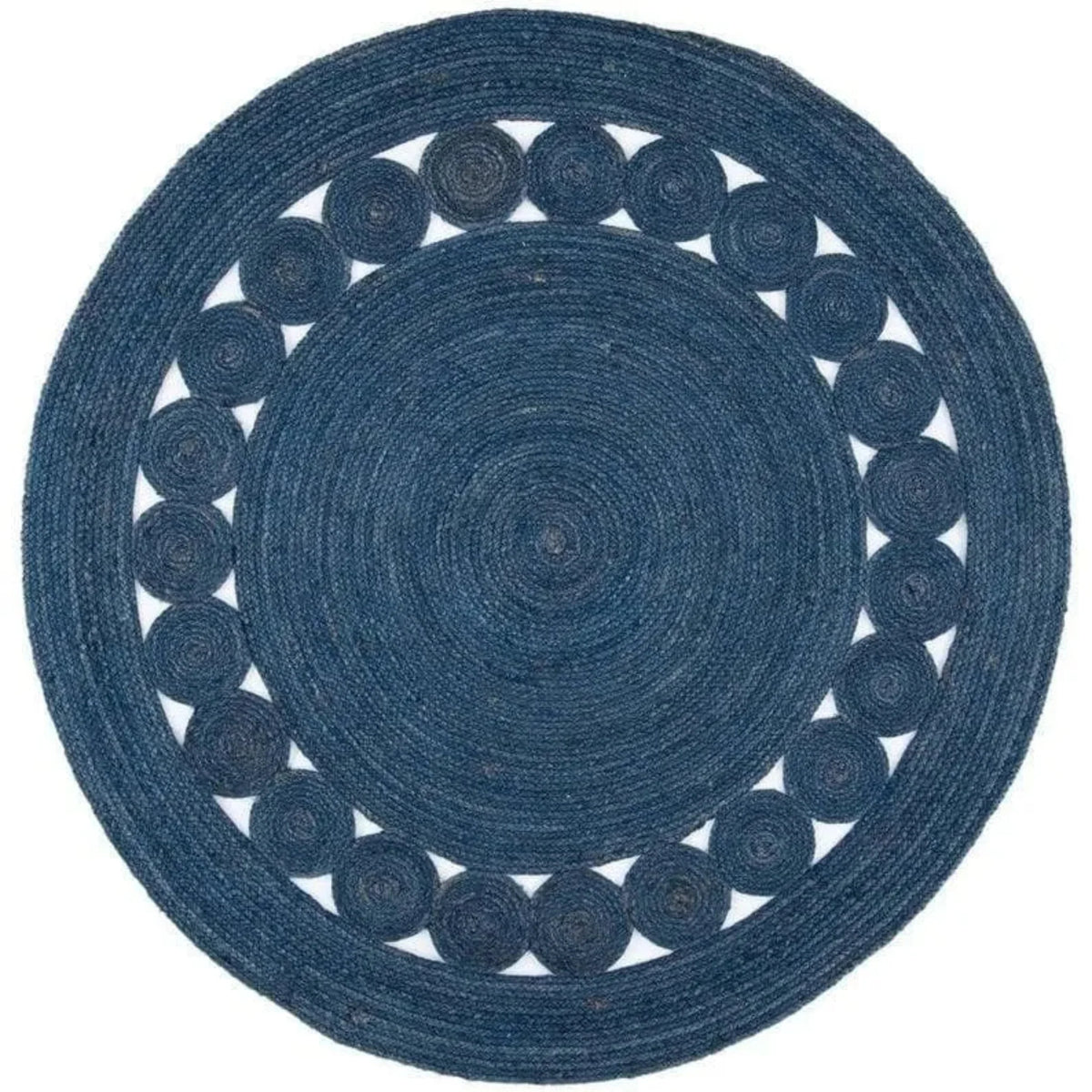 Blue Round Jute Rug