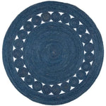 Blue Round Jute Rug