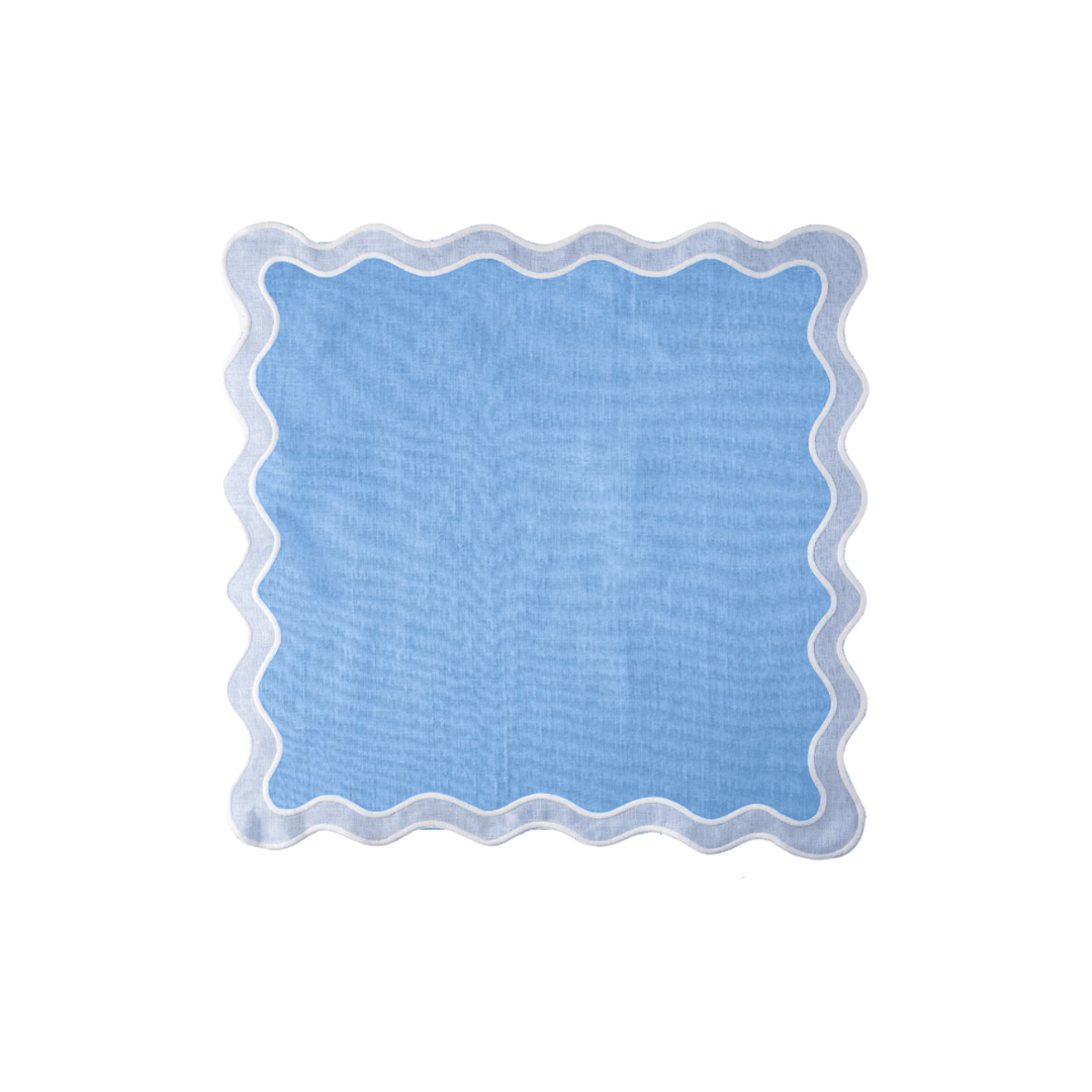 Blue Scallop 100% Linen Placemat Set of 4