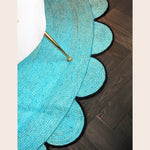 Blue Scalloped Round Jute Rug