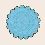 Blue Scalloped Round Jute Rug 9' x 9'