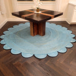 Blue Scalloped Round Jute Rug 9' x 9'