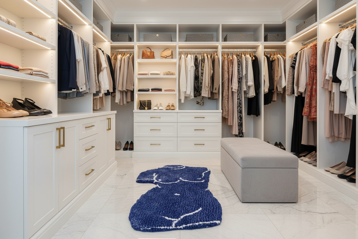 Blue Venus Goddess-Shaped Accent Rug