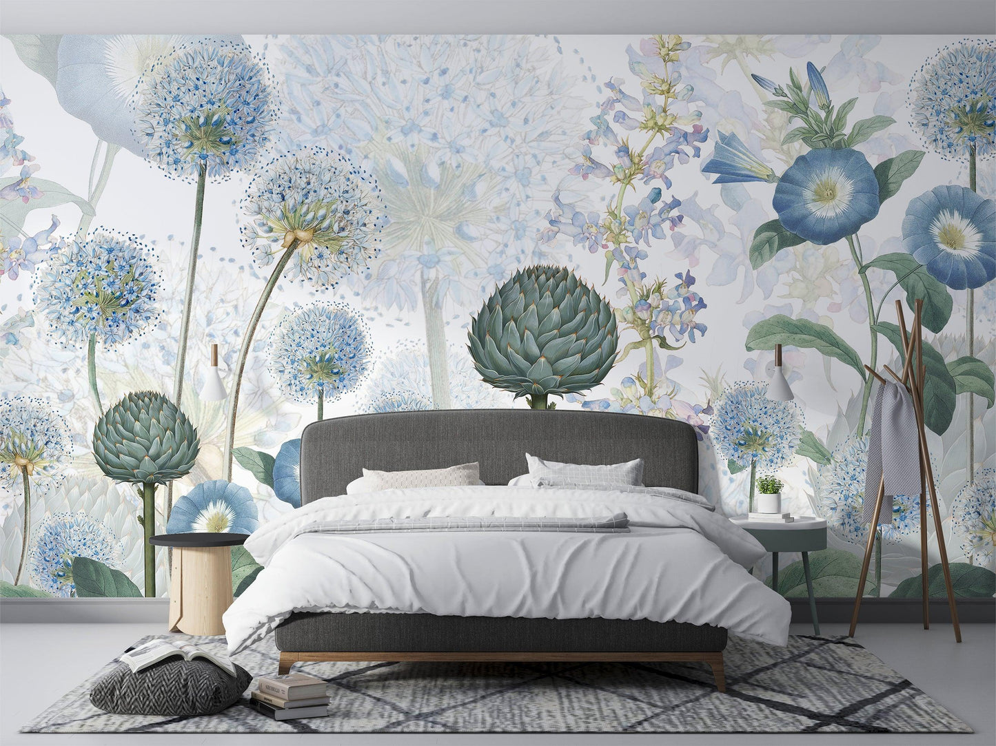 Blue Wild Meadow Wallpaper Mural - MAIA HOMES