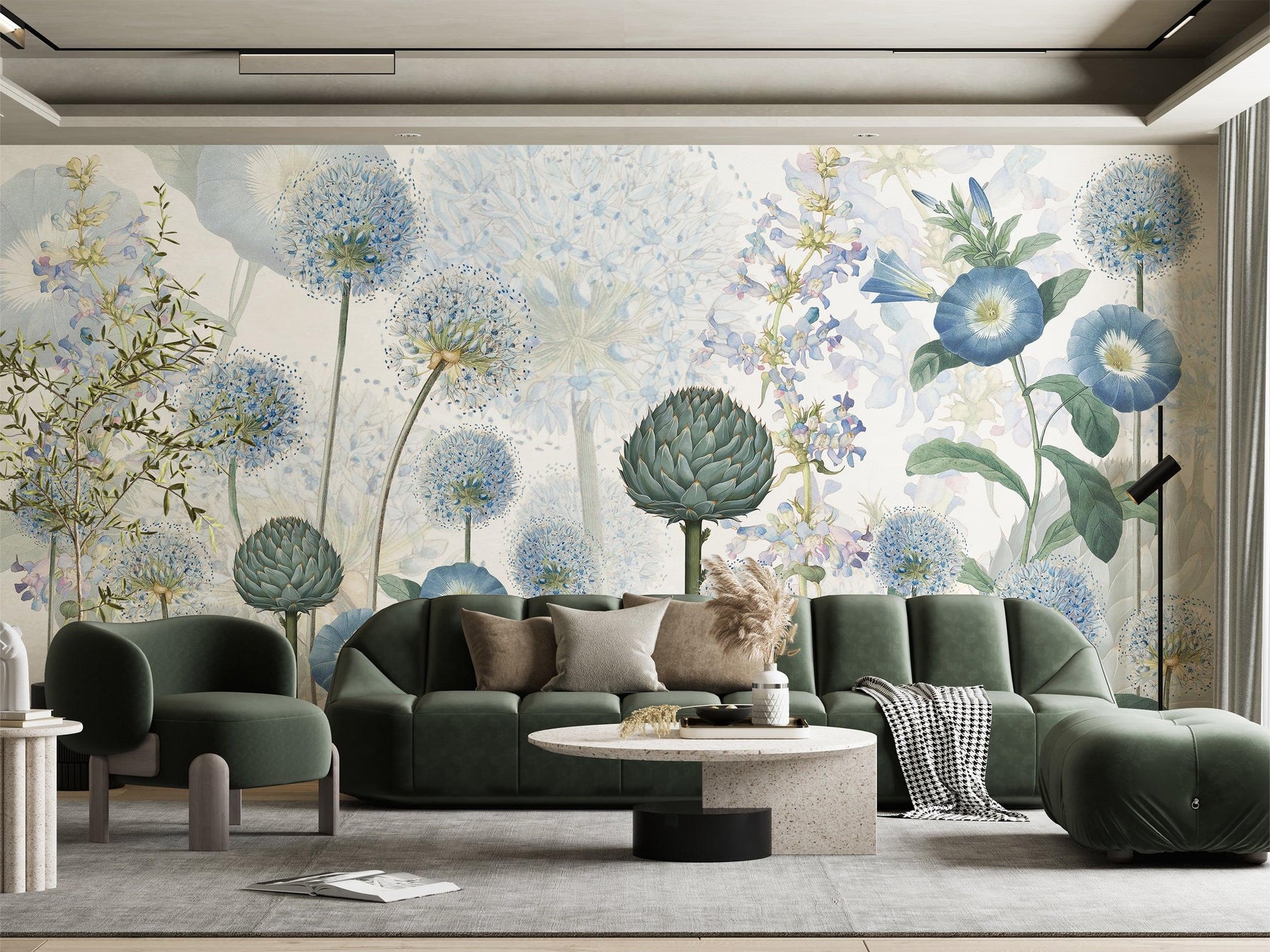 Blue Wild Meadow Wallpaper Mural