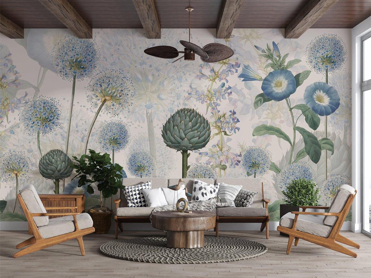 Blue Wild Meadow Wallpaper Mural