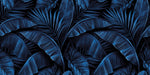 Electric Blue Tropical Palm and Banana Leaves Wallpaper