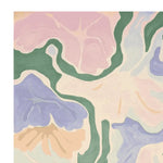 This image showcases the 'Blush Breeze Bloom Hand Tufted Rug', a contemporary area rug perfect for large living rooms. Made from high-quality wool, the rug features an abstract floral design with soft pastel colors including pink, green, and blue, creating a soothing aesthetic.