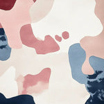 This image showcases a contemporary area rug with an abstract design featuring soft blush, blue, and cream colors. Ideal for large living rooms, this hand-tufted wool rug adds a modern touch to any space. Perfect for those seeking stylish living room rugs in an 8x10 size.