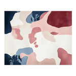 Blush Cloud Terrain Hand Tufted Rug showcasing an abstract design with soft pink, deep red, and navy blue hues. This contemporary area rug is ideal for large living rooms, offering an elegant touch to any space. Perfect for those seeking living room rugs 8x10 or a luxurious wool rug.