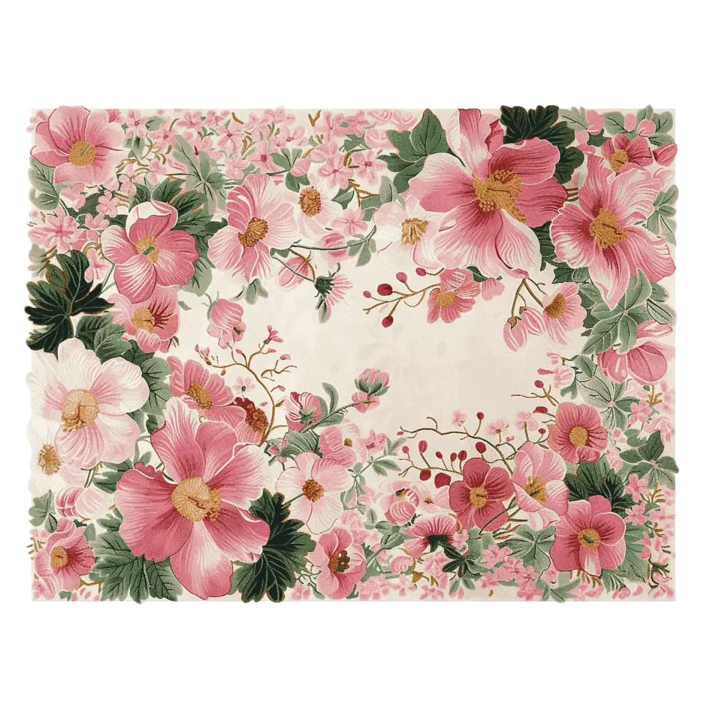 A beautifully designed Blush Garden Bloom Hand Tufted Area Rug featuring vibrant pink floral patterns. Perfect for those seeking a floral rug to enhance the aesthetics of their living room. This wool rug adds a touch of elegance and warmth, ideal for area rugs for living room settings.