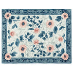 Blush Garden Bloom Hand Tufted Area Rug featuring a stunning floral design with pink and blue flowers. Perfect for adding elegance to any living room, this wool rug combines style and comfort, making it an ideal choice for those seeking high-quality rugs for living room decor.