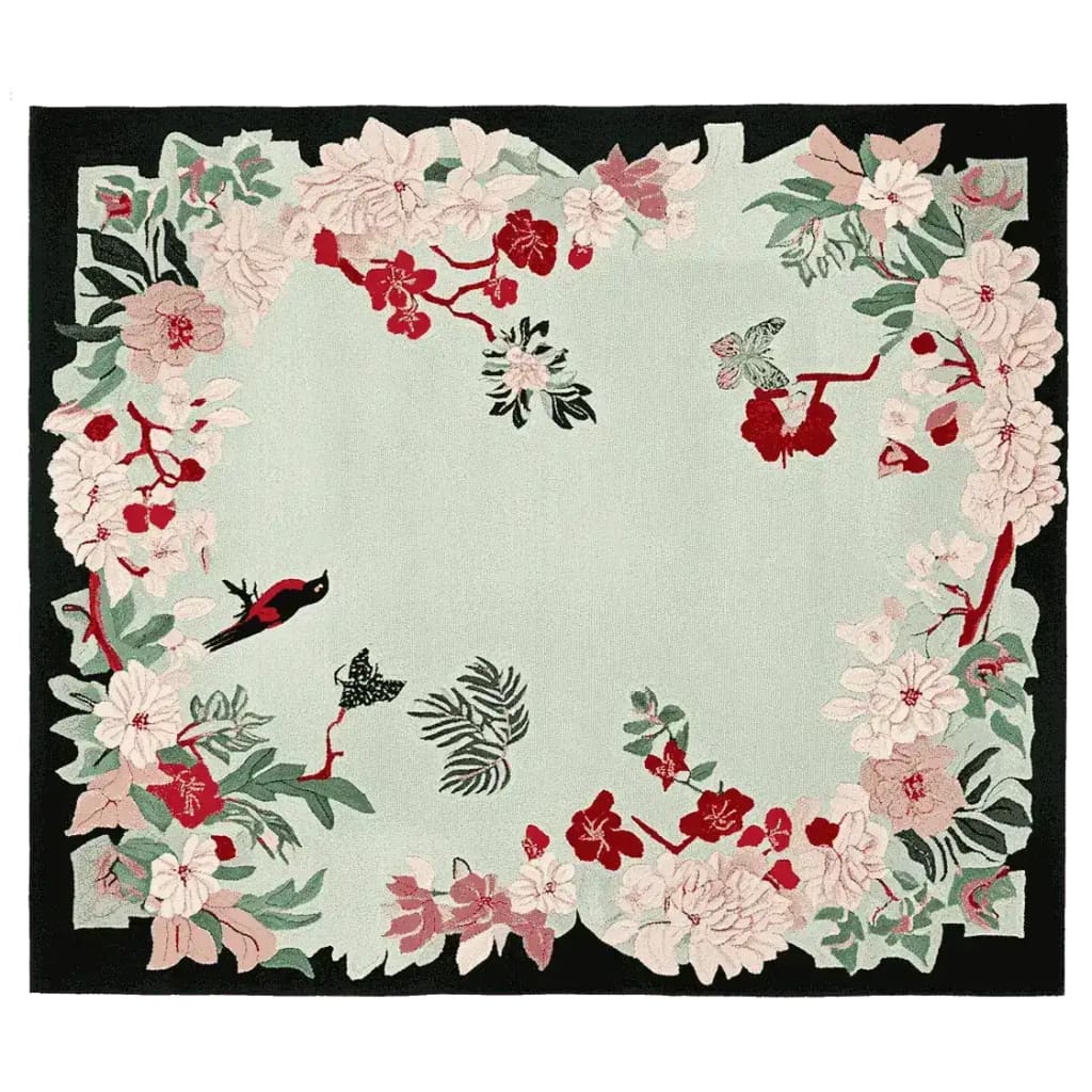 This vibrant Blush Meadow Charm Hand Tufted Rug is an exquisite area rug designed for large living room spaces. The wool rug features a beautiful floral pattern with shades of pink, red, and green, making it an ideal choice for enhancing the decor of any area rugs for living room setting.