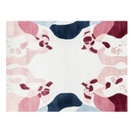 Stylish Blush Mirage Bloom Hand Tufted Area Rug showcasing a contemporary design with abstract patterns in pink, navy, and maroon tones. Perfect for adding a modern touch to living rooms, this 8x10 wool rug combines elegance and comfort, ideal for those seeking unique area rugs for living room decor.