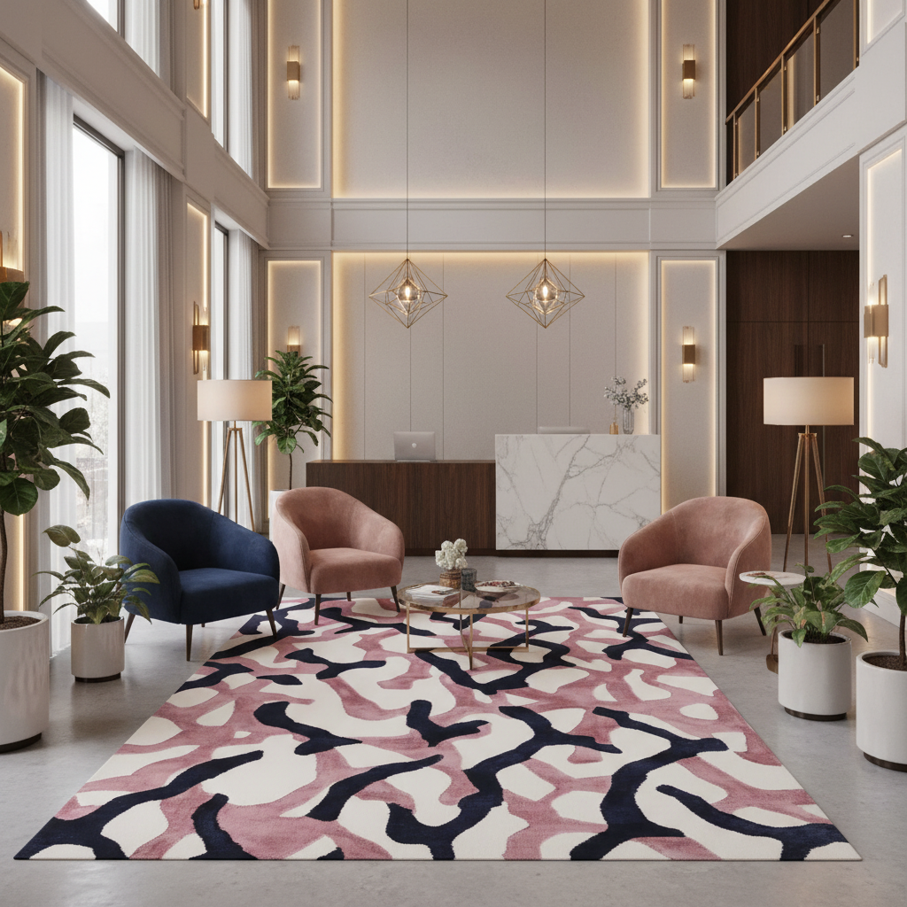 Blush Modern Motion Hand Tufted Rug